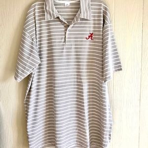XL Mens University of Alabama Grey Striped Polo Shirt